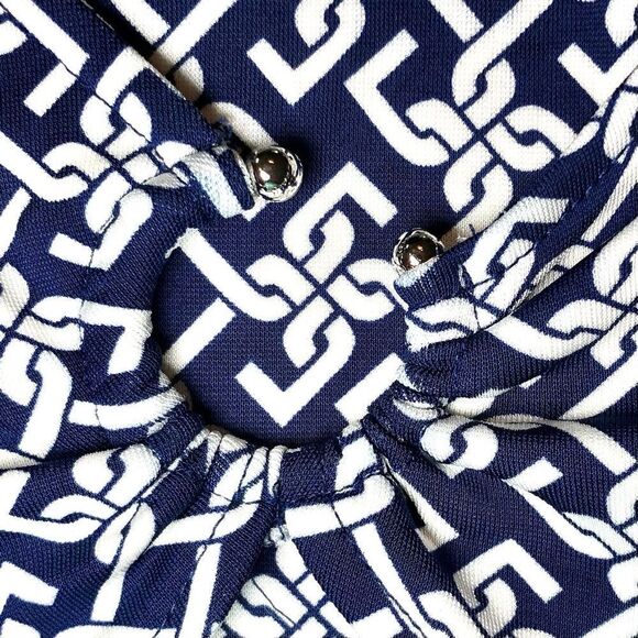 Talbots Wrap Style Geometric Print Top in Navy/White Women’s XL - Picture 4 of 8